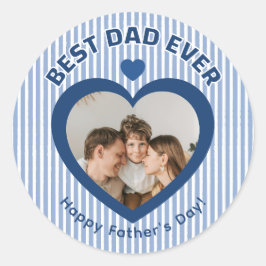 Beste Papa Ooit Hart Fotokaart Minimalistische Sja Ronde Sticker
