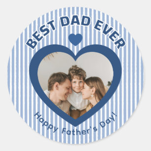 Beste Papa Ooit Hart Fotokaart Minimalistische Sja Ronde Sticker