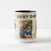 Beste papa ooit hout 3 foto collage vader mok (Midden)