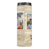 Beste papa ooit hout 3 foto collage vader thermosbeker (Achterkant)