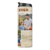 Beste papa ooit hout 3 foto collage vader thermosbeker (Geroteerd rechts)