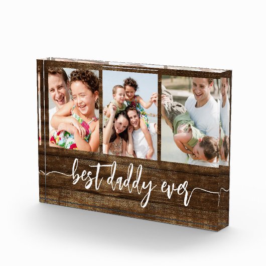 Beste papa ooit hout Vaderdag fotocollage Fotoblokken (Rechts)