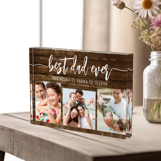 Beste papa ooit hout - Vaderdag fotocollage Fotoblokken