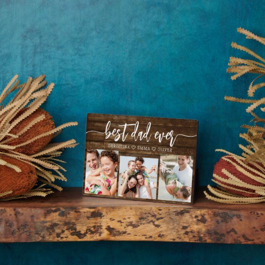 Beste papa ooit hout - Vaderdag fotocollage Fotoplaat (Zijkant)