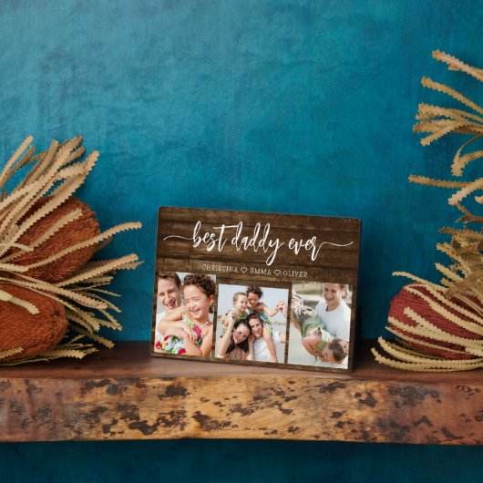 Beste papa ooit hout Vaderdag fotocollage Fotoplaat (Zijkant)
