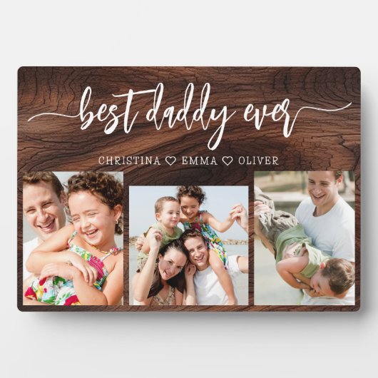 Beste papa ooit hout Vaderdag fotocollage Fotoplaat (voorkant)
