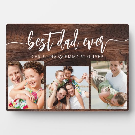 Beste papa ooit hout - Vaderdag fotocollage Fotoplaat (voorkant)