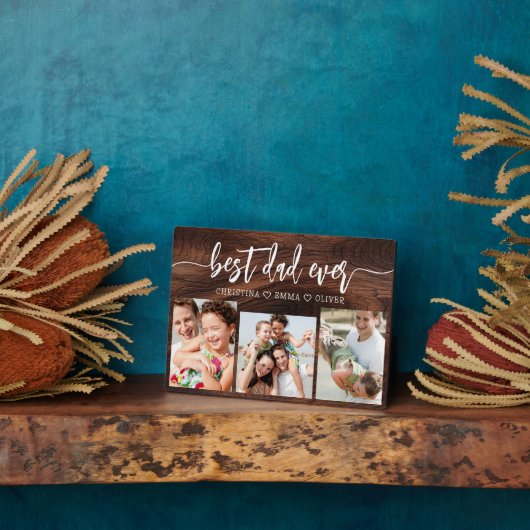 Beste papa ooit hout - Vaderdag fotocollage Fotoplaat (Zijkant)