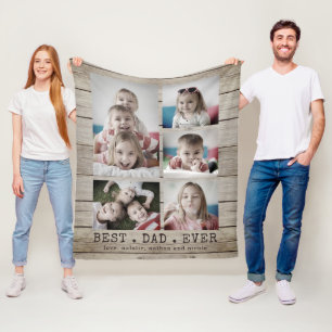 BESTE PAPA Ooit Houten Auto Foto Kleurcollage Fleece Deken