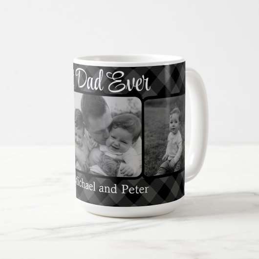 Beste papa ooit Kerst klassiek grijs Plaid patroon Koffiemok (Voorkant rechts)