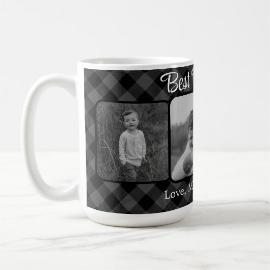 Beste papa ooit Kerst klassiek grijs Plaid patroon Koffiemok (Links)