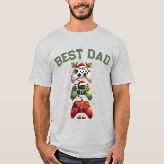 Beste papa ooit - Kerstcadeau voor gamers T-shirt (Voorkant)