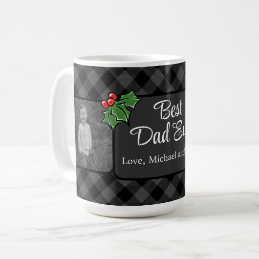 Beste papa ooit Kerstmis klassiek grijs Plaid Holl Koffiemok (Voorkant links)
