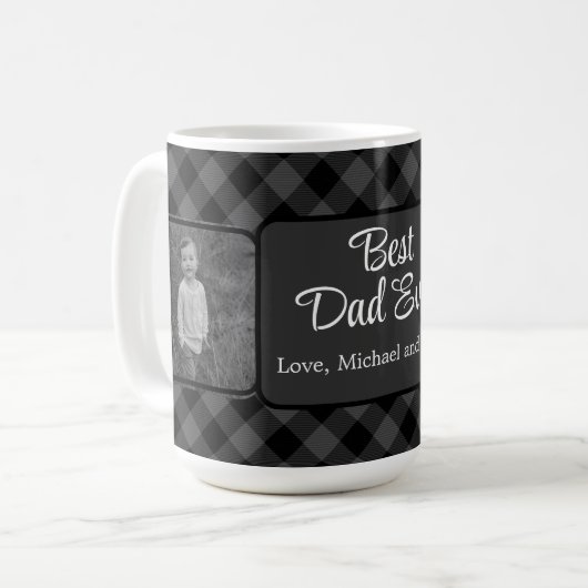 Beste papa ooit Kerstmis klassiek grijs Plaid Koffiemok (Voorkant links)