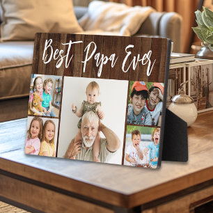 Beste Papa Ooit Kleinkinderen 5 Foto Collage Hout Fotoplaat