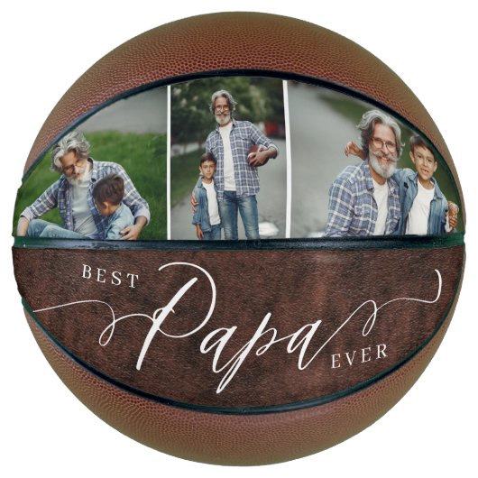 Beste papa ooit leren vaders dag fotocollage basketbal (Voorkant)
