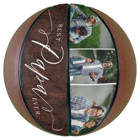 Beste papa ooit leren vaders dag fotocollage basketbal (Verticaal)