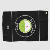Beste Papa Ooit Leuke Moderne Golfer Zwart & Wit Golfhanddoek (Horizontaal)