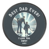 Beste papa ooit! Love You Volledige foto Vaderdag Hockey Puck (Voorkant)
