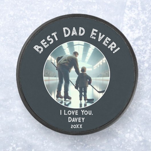 Beste papa ooit! Love You Volledige foto Vaderdag Hockey Puck