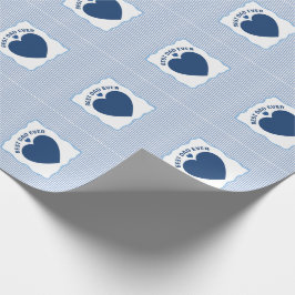 Beste papa ooit marineblauw hart gestreept patroon cadeaupapier