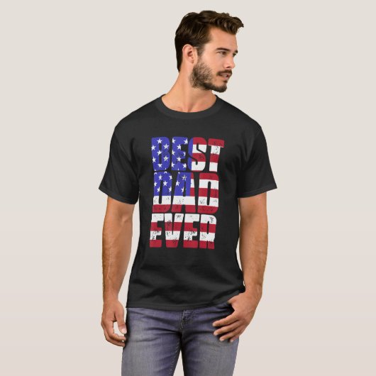 Beste papa ooit met Amerikaanse vlag vaderu2019s D T-shirt (Voorkant volledig)