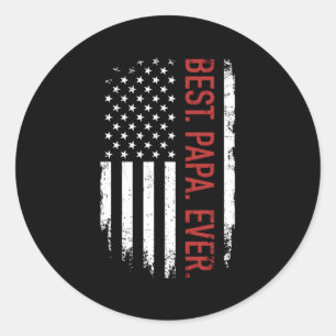 Beste papa ooit met Amerikaanse vlag voor vader's Ronde Sticker