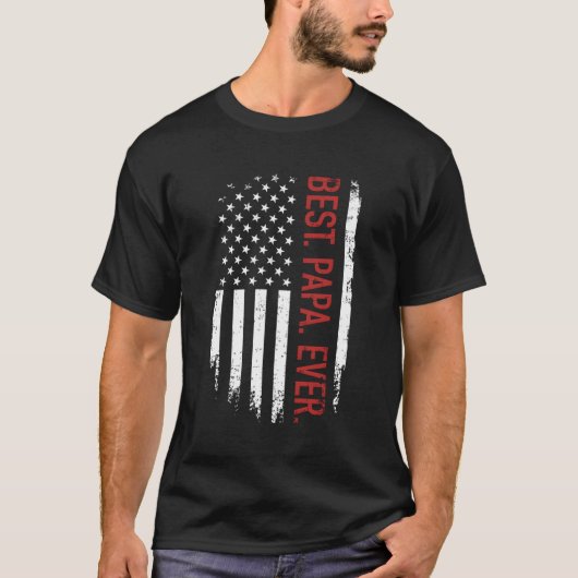 Beste papa ooit met Amerikaanse vlag voor vader's T-shirt (Voorkant)