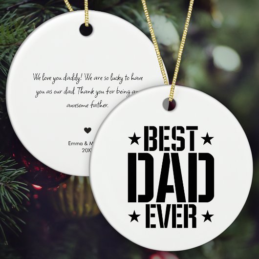 Beste papa ooit met gepersonaliseerde boodschap ke keramisch ornament