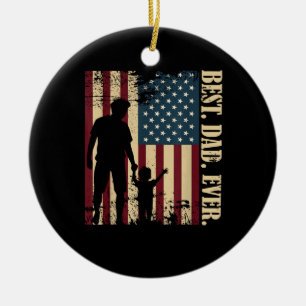 Beste papa ooit met ons Amerikaanse vlag vintage v Keramisch Ornament
