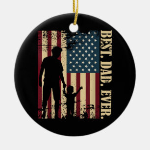 Beste Papa Ooit Met Ons Amerikaanse Vlag Vintage V Keramisch Ornament