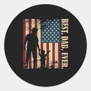 Beste Papa Ooit Met Ons Amerikaanse Vlag Vintage V Ronde Sticker
