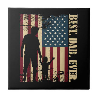 Beste Papa Ooit Met Ons Amerikaanse Vlag Vintage V Tegeltje