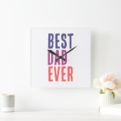 Beste Papa Ooit Minimalistische Cool Professionele Vierkante Klok (Huis)