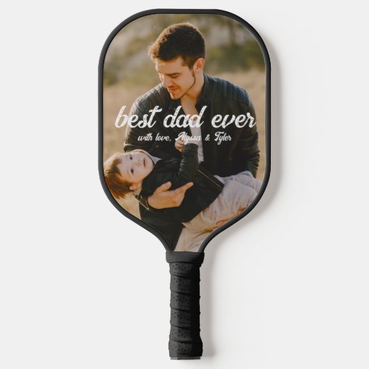 Beste papa ooit | Modern 2 foto Pickleball Paddle (Voorkant)