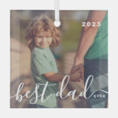 Beste papa ooit Modern Eenvoudig Speels Script Fot Glas Ornament (Voorkant)