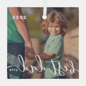 Beste papa ooit Modern Eenvoudig Speels Script Fot Glas Ornament (Achterkant)