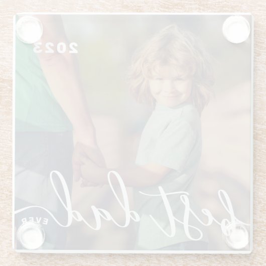 Beste papa ooit Modern Eenvoudig Speels Script Fot Glazen Onderzetter (Achterkant)