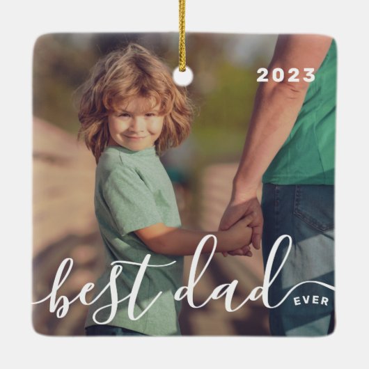 Beste papa ooit Modern Eenvoudig Speels Script Fot Keramisch Ornament (Achterkant)