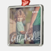 Beste papa ooit Modern Eenvoudig Speels Script Fot Metalen Ornament (Links)