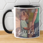 Beste papa ooit Modern Eenvoudig Speels Script Fot Mok<br><div class="desc">Design bestaat uit moderne en speelse scripttypografie. Voeg familiefoto toe.</div>