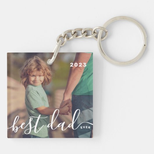 Beste papa ooit Modern Eenvoudig Speels Script Fot Sleutelhanger (Achterkant)