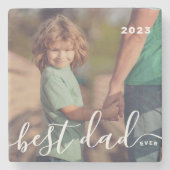 Beste papa ooit Modern Eenvoudig Speels Script Fot Stenen Onderzetter (Voorkant)