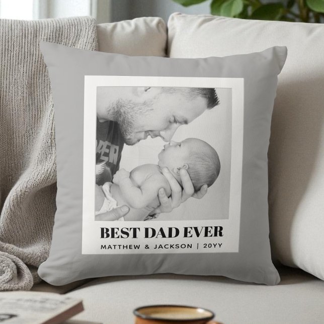 Beste Papa Ooit Modern Grijs Minimalistisch Aangep Kussen (Creator heeft geüpload)