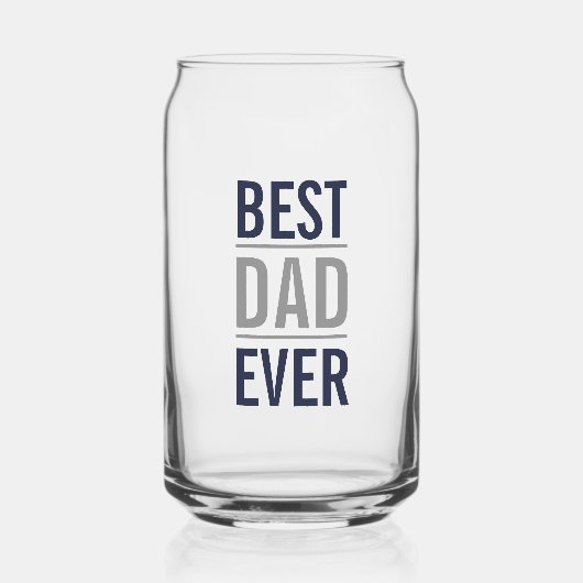 Beste papa ooit | Modern marineblauw en grijs Blikvorm Glas (Voorkant)