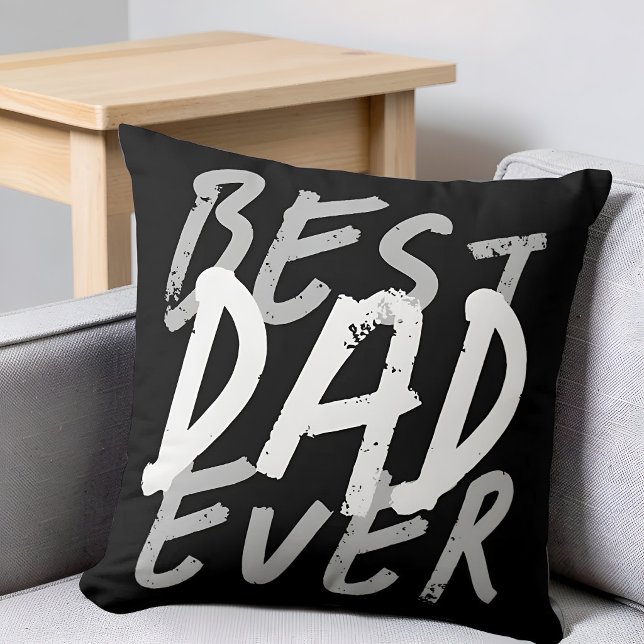 Beste papa ooit modern wit en grijs grunge kussen (Creator heeft geüpload)