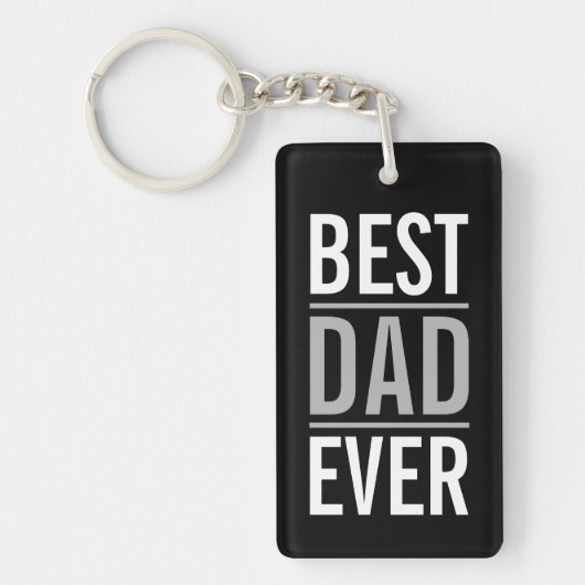 Beste Papa Ooit | Modern Zwart Sleutelhanger (Voorkant)