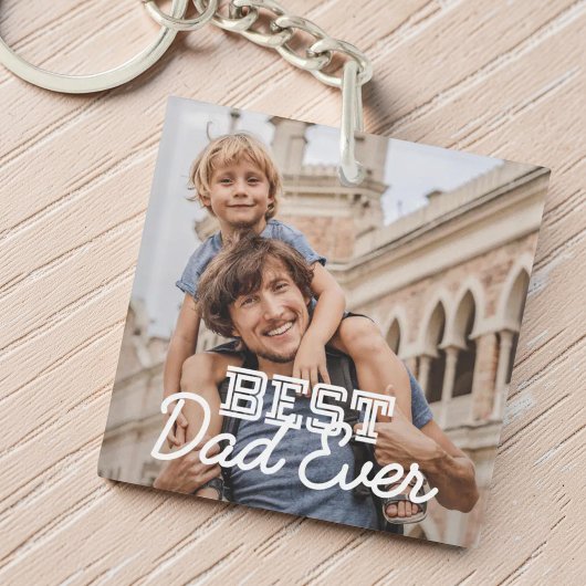 Beste papa ooit moderne coole steek aangepaste fot sleutelhanger