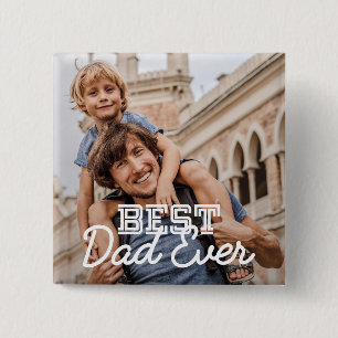 Beste papa ooit moderne coole steek aangepaste fot vierkante button 5,1 cm