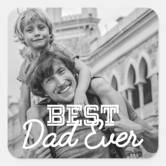 Beste papa ooit moderne coole steek aangepaste fot vierkante sticker (Voorkant)